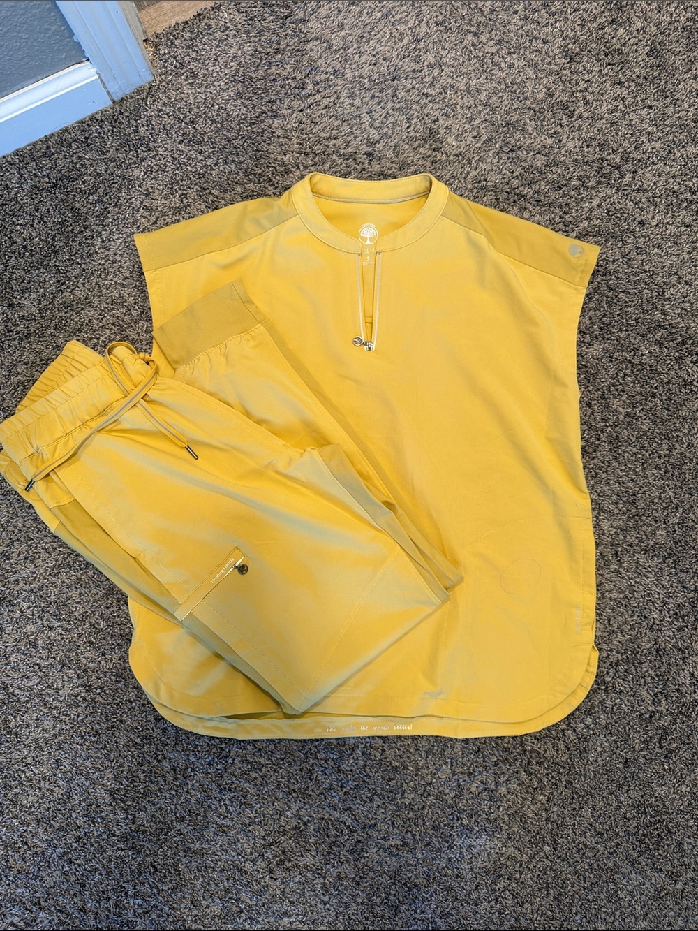 healing hands Yellow Short-Sleeve Zip Tunic Tee